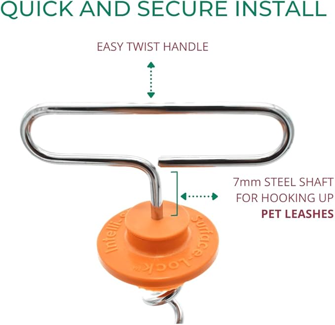 IntelliLeash Mini Intelli-Stayk: Secure Tie-Out Stake for Small Dogs (Up to 20 Pounds) with Patented Surface-Lock Technology
