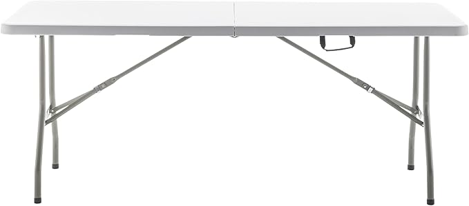 BTEXPERT Set of 5, Fold-in-Half Folding Table 6 Feet 72"x 29.5" Lightweight Portable Carrying Handle Indoor Outdoor Picnic Camping Office Home Party Wedding Event White