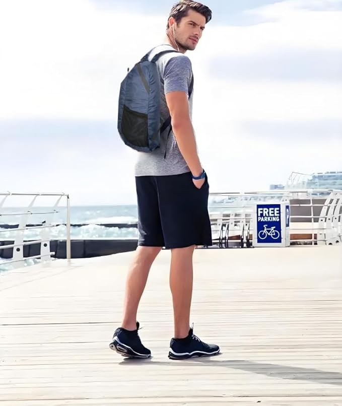 Small Foldable Hiking Daypack Packble Skin Casual Backpack Camping Cycling Travel Outdoor Day Bags Useful (Dark Blue)