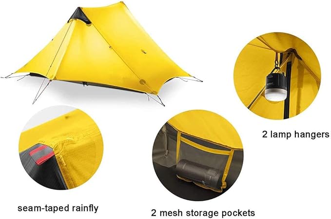 GeRRiT 2 Person Tents Camping Folding Camping Tent Outdoor Sun Shade Waterproof Double Layer Backpacking Tent 3-4 Seasons Easy Set Up for Outdoors Camping