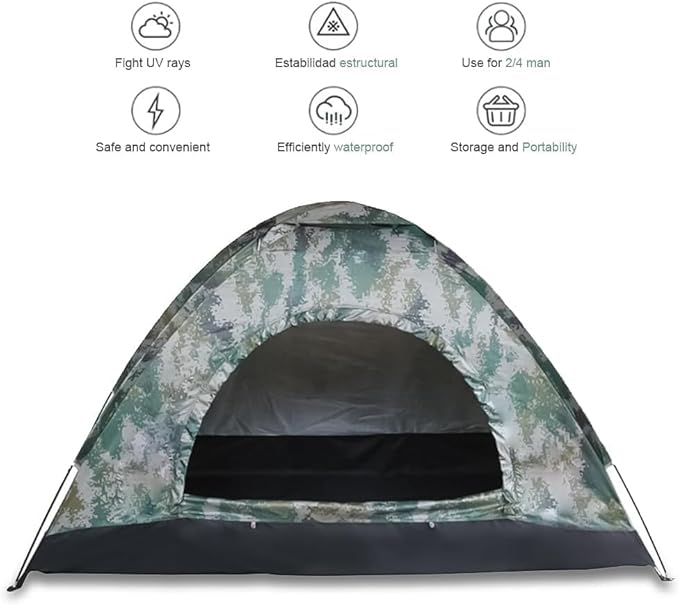 Camping Tent 1/2/3/4 Person Waterproof Family Dome Tent with Rain Fly, Lightweight Outdoor Tent for Backpacking Hiking Camping Full Coverage Tent for Outdoor Accessories