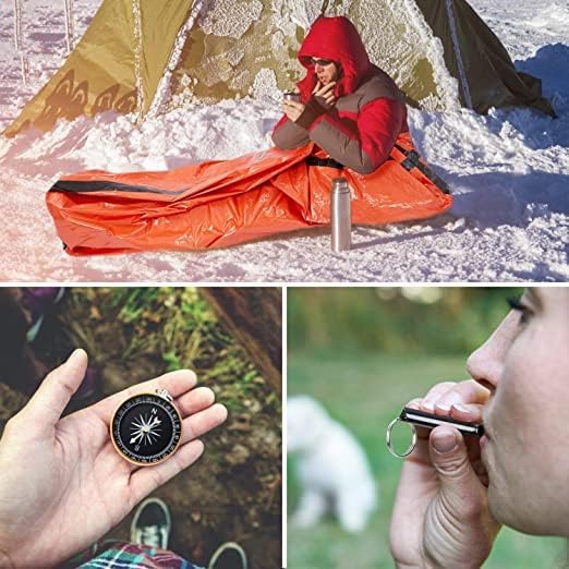 4 Packs Emergency Thermal Sleeping Bag, Survival Bivvy Sacks Blanket with Whistle, Waterproof Lightweight Survival Shelter Blanket Bag Gear for Outdoor Hiking Camping Adventure..