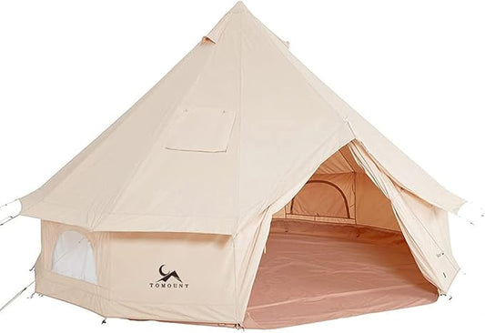 MC TOMOUNT Canvas Tent Bell Tent Yurt with Stove Jack Zipped Removable Floor for Glamping Truck Car Camping