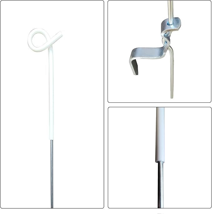 ARIFARO Step in Fence Post 41 Inch Electric Pig Tail Step-in Fence Post,Metal Fencing Poles for Control of Most Animals Pack of 30, White