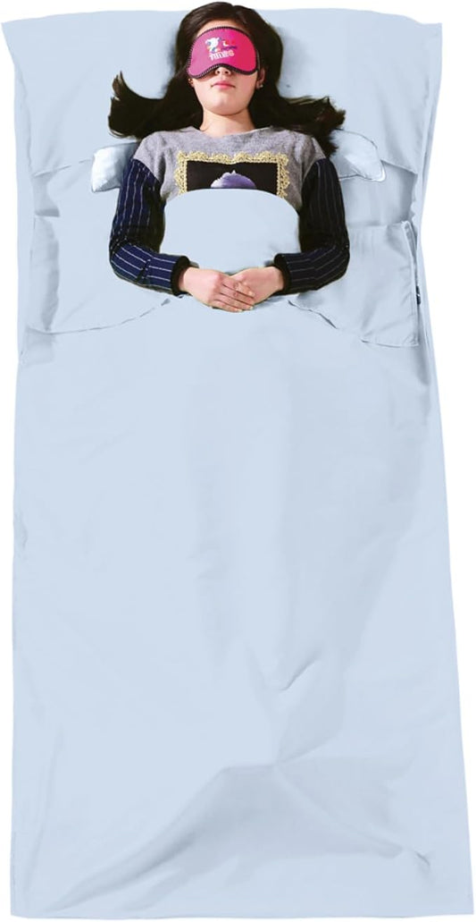 TRIWONDER Sleeping Bag Liner Cotton Camping Travel Sheet Sleep Sack Adult for Hostels Outdoor Picnic Planes Trains