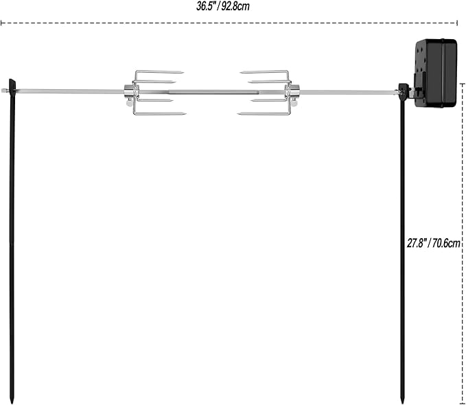 only fire Spit Rotisserie for Outdoor Campfire Grilling, Over Fire Camp Grill with 35×5/16" Square Spit Rod