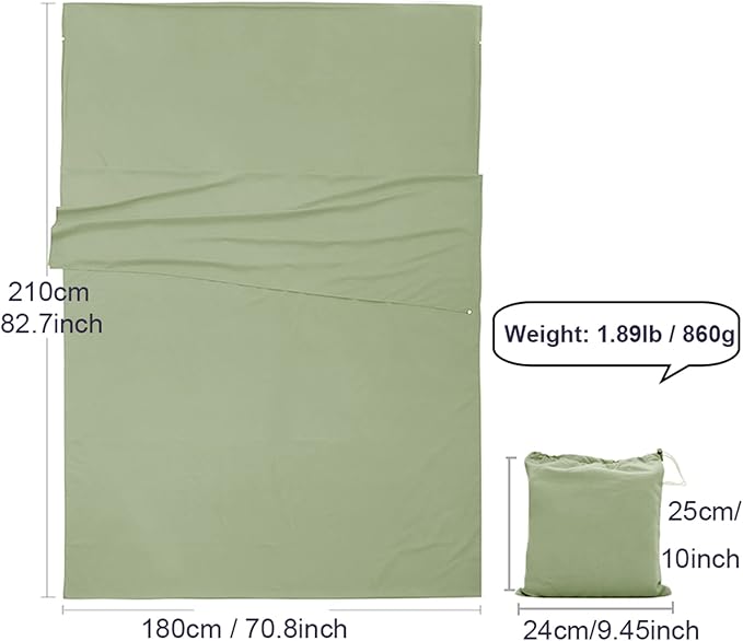 Sleeping Bag Liner, Lightweight Portable, Soft Travel and Camping Sheet, with Compact and Carry Bag, for Travel, Hotel