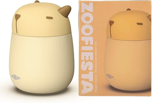 Zoofiesta Insulated Stainless Steel Food Container 20.2oz – Leakproof & Portable –Keeps Food Hot or Cold for Hours – Perfect for Kids, School, Work & Travel(Capybara)