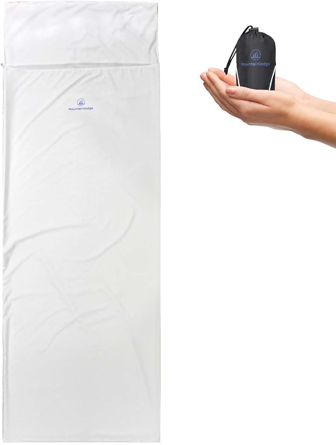 Mountainlodge Sleeping Bag Liner for Warm Weather Seasons with Carry Bag - Protable,Lightweight and Skin-Friendly Sleeping Bag for Camping,Hiking and Backpacking.