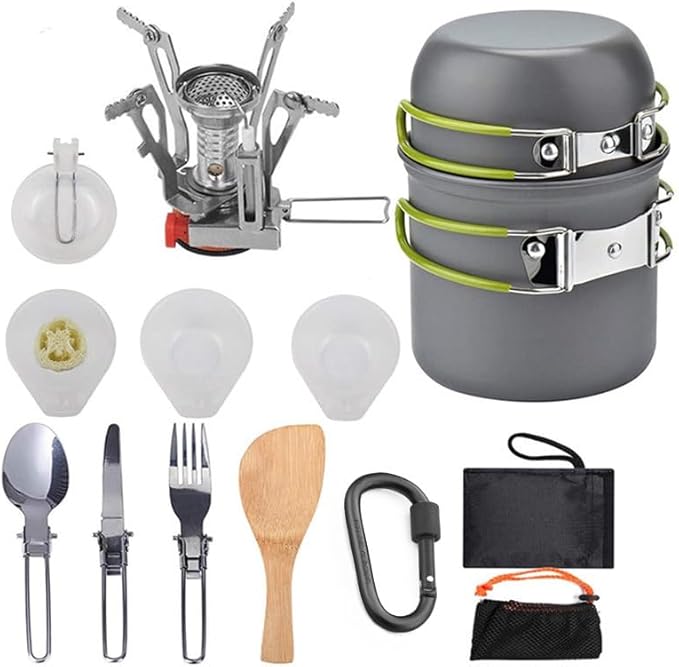 5pcs -20pcs Set TMKOOL Camping Cookware Mess Kit Outdoor Hiking Backpacking Picnic Cooking Bowl Non Stick Pot