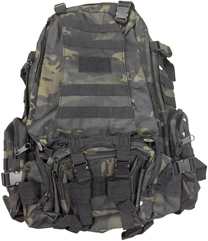 Tactical Backpack Military Army Rucksack 60L Large Assault Pack Camping Detachable Molle Bag (Black CP)