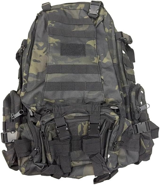 Tactical Backpack Military Army Rucksack 60L Large Assault Pack Camping Detachable Molle Bag (Black CP)
