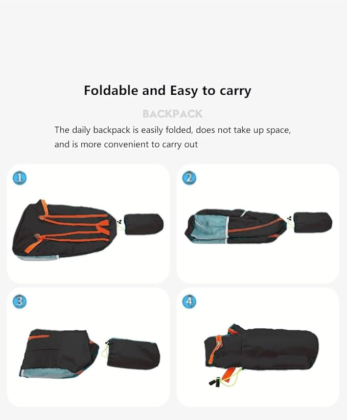 25L Foldable Hiking Backpack Lightweight Packable Basic-Daypack Collapsible Bag Water-Resistant Travel Men Women Camping Cycling Outdoor (Dark Blue)