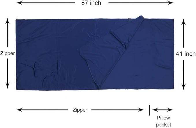 Browint Premium Silky Sleeping Bag Liner with Two-Way Zippers, 87"x41" Extra Wide Adult Sleep Sack for Hotel, Breathable Lightweight Travel Sheet, Multifunctional Bed Sheet for Camping, All Seasons