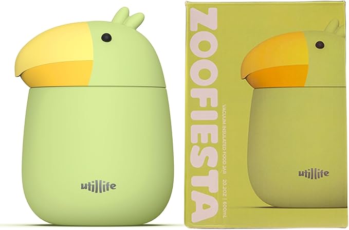 Zoofiesta Insulated Stainless Steel Food Container 20.2oz – Leakproof & Portable –Keeps Food Hot or Cold for Hours – Perfect for Kids, School, Work & Travel(Toucan)
