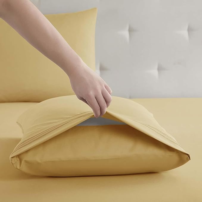 Clara Clark Twin Sheets, 5 Piece Set - Hotel Luxury Sheets for Twin Size Bed, Super Soft Bedding Set, Twin Size, Camel Gold