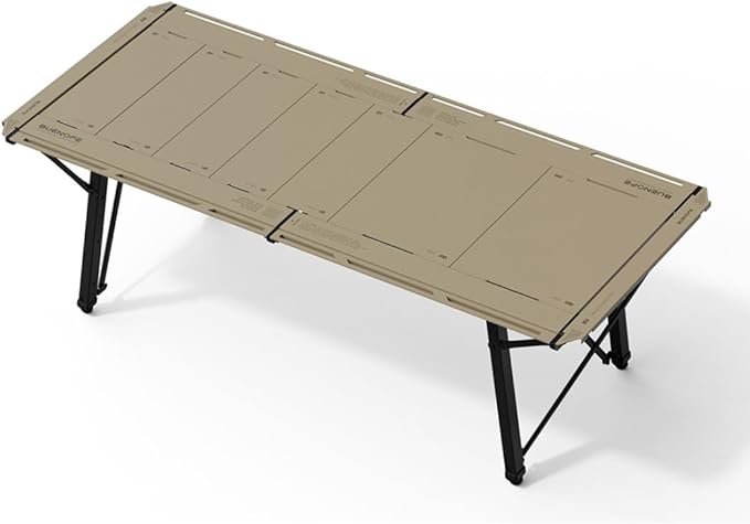 BUENOFE IGT Foldable Camping Table – Portable Outdoor Table with Steel Frame – Easy Setup and Space-Saving Design (Tan)