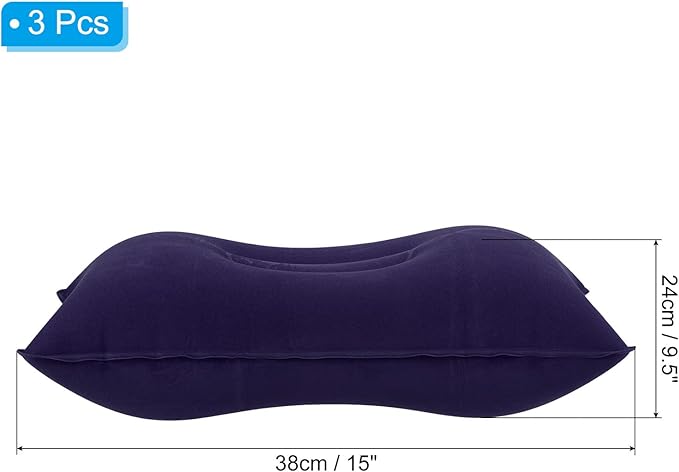 PATIKIL Inflatable Pillow, 3 Pack Squared Ultralight Camping Travel Pillow Desk Rest Neck Support for Hiking Backpacking Office, Dark Purple