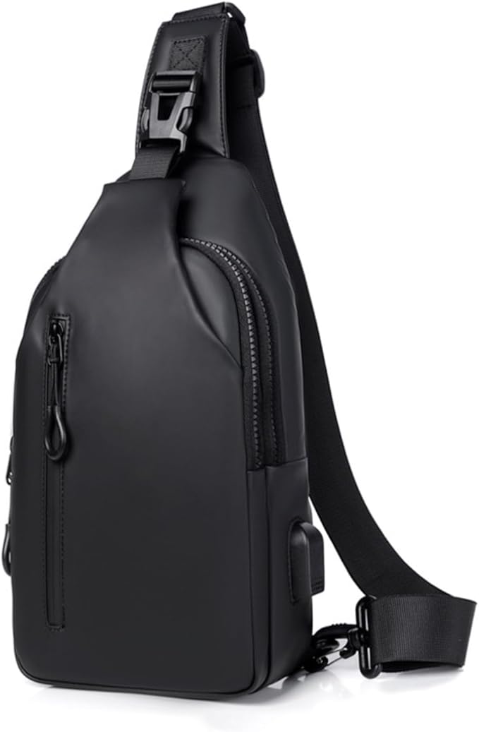 Waterproof Sling Bag for Men Crossbody Bag Shoulder travel Backpack Sling with USB Charging Port Anti Theft Cross Body Bag Chest Daypack for Hiking Sports Running Women-Black