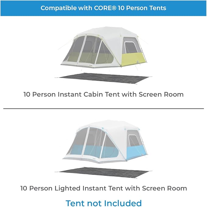 CORE Outdoor Tent Footprints | Perfect Tarp Camping Accessories for Easy Camp Setup (10 Person Tents) (Pack of 5)