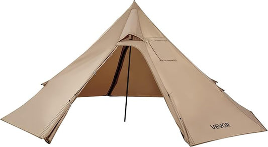 VEVOR Hot Tent, Camping Tipi Hot Tents with Stove Jack, Portable Winter Camping Tents with Snow Skirt, Easy Setup, Waterproof 4 Season Shelter Tents for Fishing Backpacking
