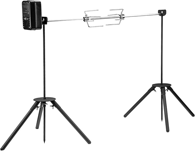 only fire Spit Rotisserie Outdoor Camp Grill with Support Legs for Outdoor Campfire Grilling - 35×5/16" Square Spit Rod