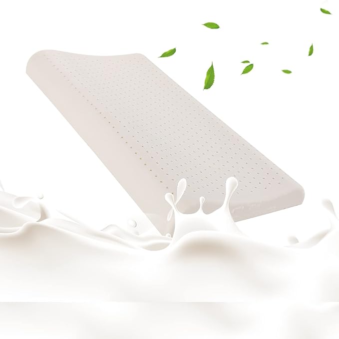 SUQ I OME Slim Sleeper - Thin Latex Pillow for Sleeping, Thin & Low Profile for Neck Pain, Stomach, Back Sleeper and Side Sleeper (L 24 x w 15.5 x 2.3/3.2 inch)
