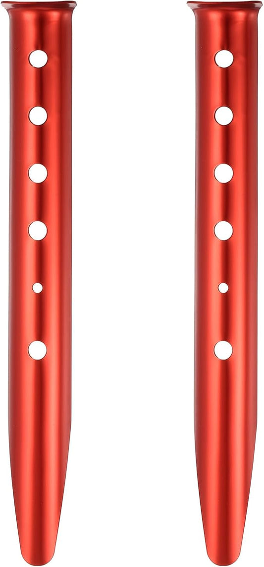 PATIKIL Aluminum Tent Stakes, 2 Pack Metal Camping Ground Pegs Camping Accessories Sand Stakes with 6 Holes for Tents Hammocks and Canopy, Red