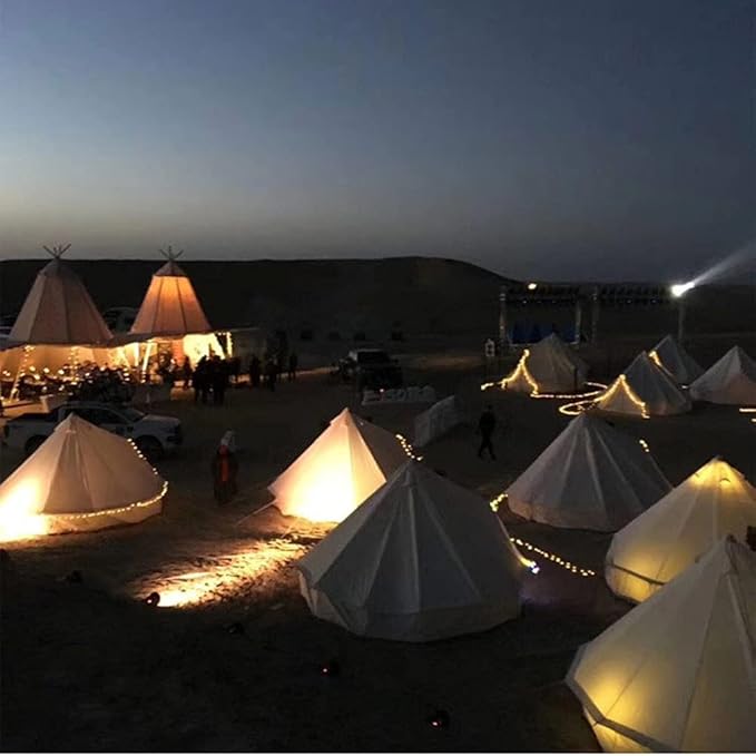 GeRRiT Large Camping Tent Bell Tent with Stove Hole Cotton Canvas Tents Yurt Tent 4 Season Indian Tent for Family Camping Outdoor Hunting