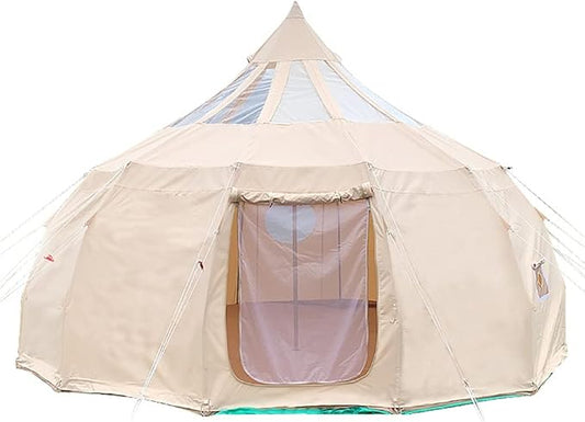 GeRRiT Outdoor Canvas Bell Tent 5M Canvas/900D Oxford Cloth Tent 4 Season Luxury Large Canvas Glamping Tent Yurt for Camping Hiking Party, Khaki