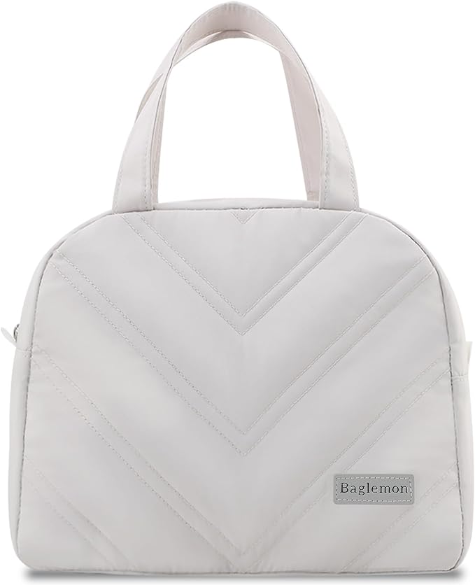 Insulated Lunch Bag for Women – Stylish Reusable Lunch Tote, Cute Thermal Lunch Bags for for Work&Picnic&Travel – Premium Insulated Lunch Bag for Women with Quilted Design (Beige)