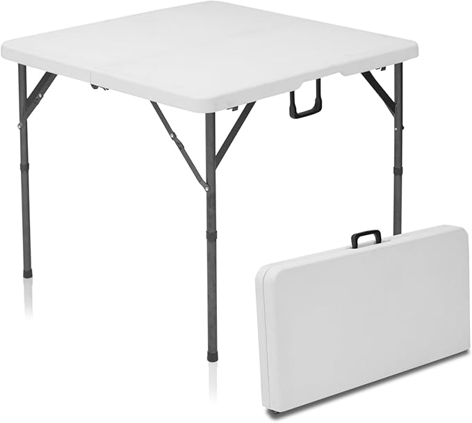Small White Table, Foldable Table with Foldable, Easy to Carry, for Family Gatherings, Outdoor Gatherings, Indoor