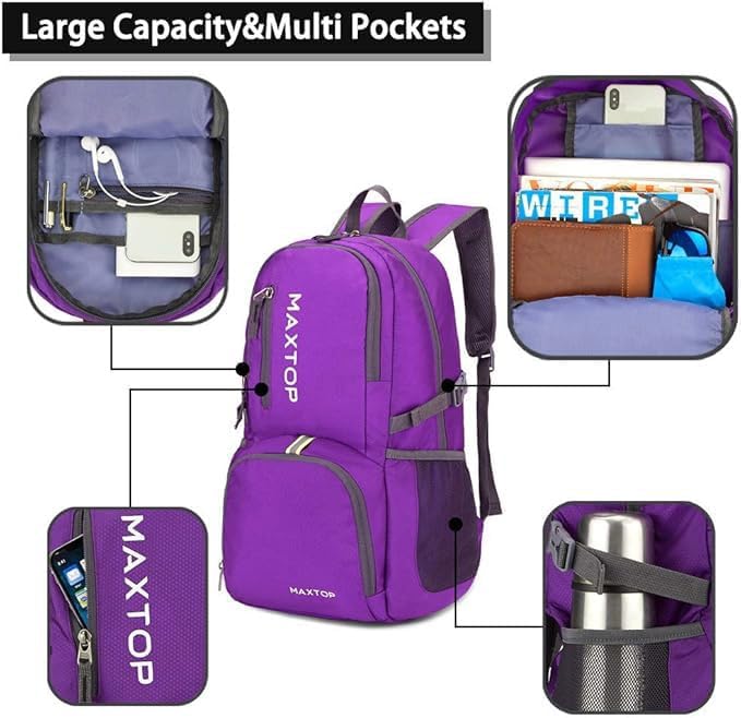 MAXTOP 40/50L Lightweight Packable Backpack for Hiking Traveling Camping Water Resistant Foldable Outdoor Travel Daypack