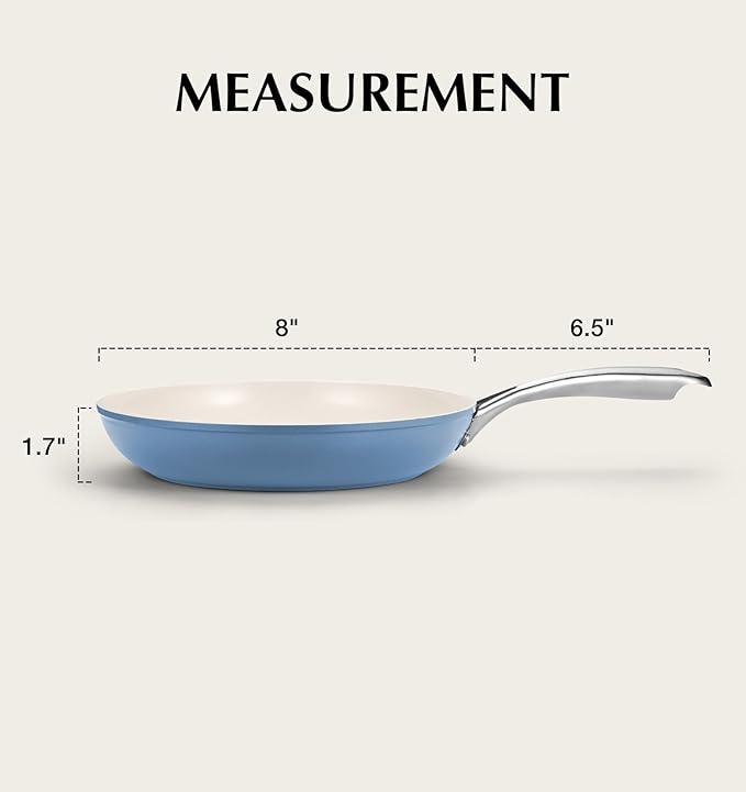 KOCH SYSTEME CS Nonstick Frying Pan Skillet, 8 Inch Non Stick Skillet with Stay-Cool Stainless Steel Handle, Omelet Pan with Nonstick Ceramic Coating, PFOA Free, Dishwasher & Oven Safe, Blue