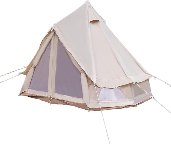 Canvas Tent Bell, 4 Season Camping Tent, Polyester Cotton Tent, Waterproof Family Camping Tent Holds up to 4 People, Family Camping Outdoor Hunting Party