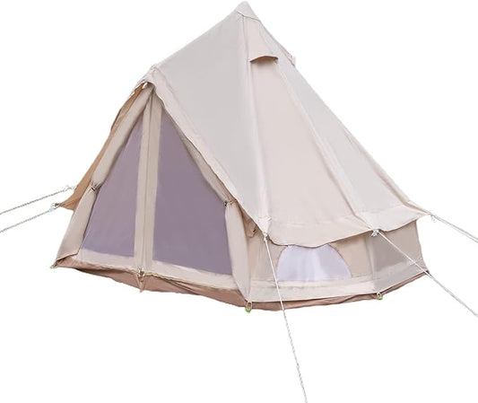 Canvas Tent Bell, 4 Season Camping Tent, Polyester Cotton Tent, Waterproof Family Camping Tent Holds up to 4 People, Family Camping Outdoor Hunting Party