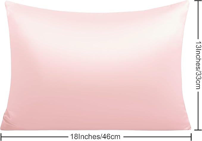 NTBAY Zippered Silk Satin Toddler Pillowcases - 2 Pack Hidden Zipper 13x18 Pillowcases - Luxury and Silky Baby Travel Pillow Covers, Pink