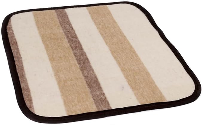 Alpaca Warehouse Alpaca Sheep Wool Blanket Pet Size Comfortably Warm - Perfect for Cats and Small Dogs - Striped Design (Beige/Soft Camel/Soft Brown, Pet Size)