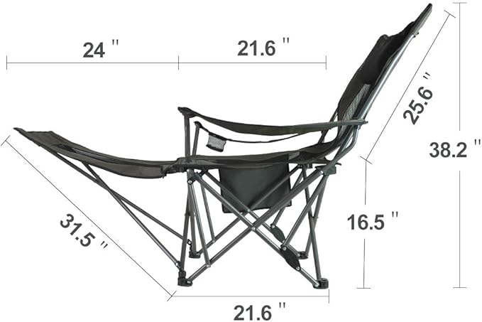 OUTDOOR LIVING SUNTIME Camping Folding Portable Mesh Chair with Removabel Footrest