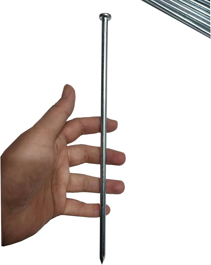 Metal Stakes, 10 Inch 35Pcs Galvanized Landscape Spikes,Garden Nails for Turf,Weed Barriers,Tent and More (35, Silver)