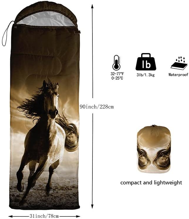 Sleeping Bag for Kids Adults,Brown Giraffe Fur Pattern-Lightweight Warm Portable Outdoor Indoor-Waterproof Cold Weather Resistant Sleeping Bag for Camping Hiking