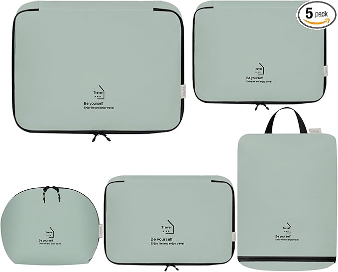 Packing Cubes for Travel, Various Sizes Luggage Organizer Bags with Double Zipper, Durable Space Saver Bags Travel Essentials (5 Set, Grey)