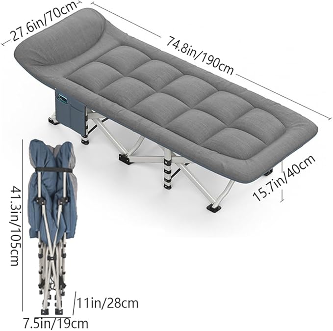 Folding Camping Cot with Mattress and Pillow, Portable No Installation Lightweight Adult Sleeping Bed for Home,Office,Camping and Travelling (Matcha Green)