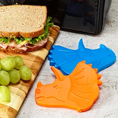 Fit & Fresh Cool Coolers Kids Lunch Box Ice Packs, Slim Ice Packs for Lunch Bags, Lunch Ice Packs Reusable-Multicolored 8 Pack Dino