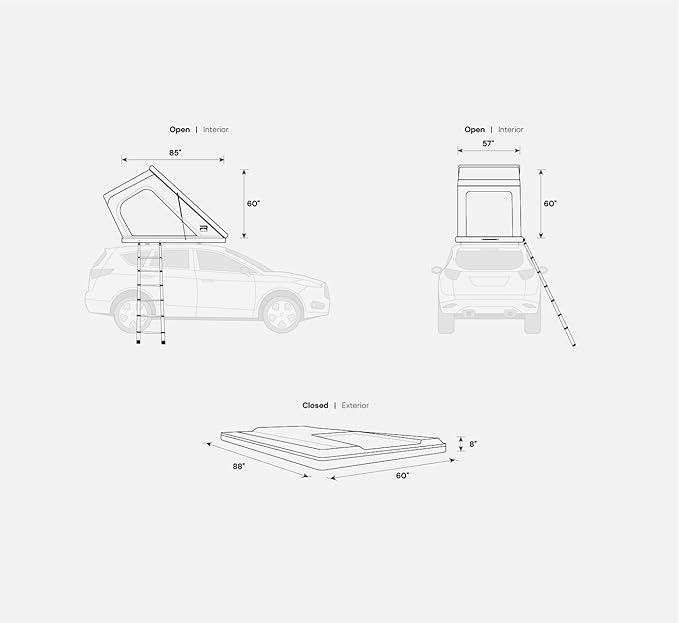 Falcon 3 Evo XL Air Hard-Shell Aluminum Roof Top Tent for Car Camping and Overlanding, Waterproof, Maximum Ventilation, 2-3 Person Tent, Air Mattress and Universal Mounting Brackets Included
