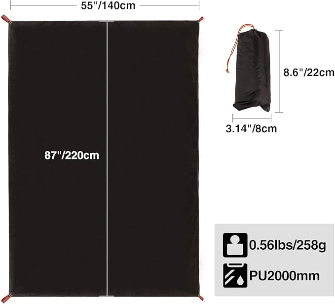 REDCAMP Waterproof Camping Tent Tarp - 36"x83", 4 in 1 Multifunctional Tent Footprint for Camping, Hiking and Survival Gear, Lightweight and Compact
