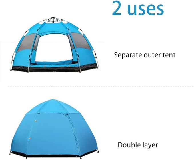 GeRRiT Outdoor UV Lightweight Waterproof Tent for 5-8 Man, Portable Pop-Up Beach Tent Anti UV Quick Set up for Hiking Camping Outdoor Instant 4 Season Sun Shelter, Orange