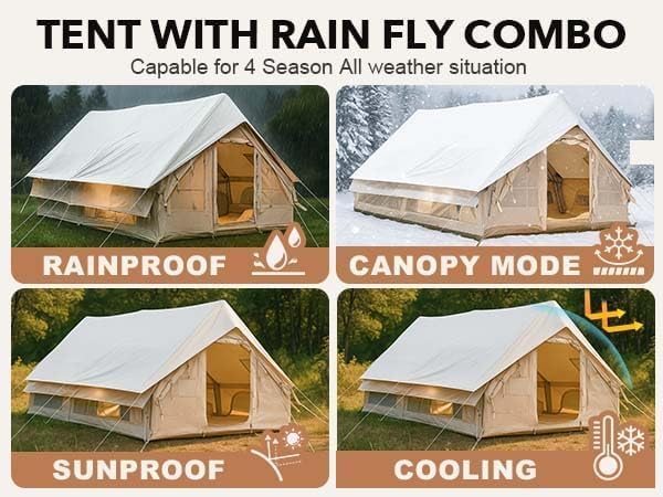 Inflatable Tents for Camping, Large Inflatable Camping Tent with Hand Pump, Easy Setup Tents for 4-6 People, Portable Glamping Tent