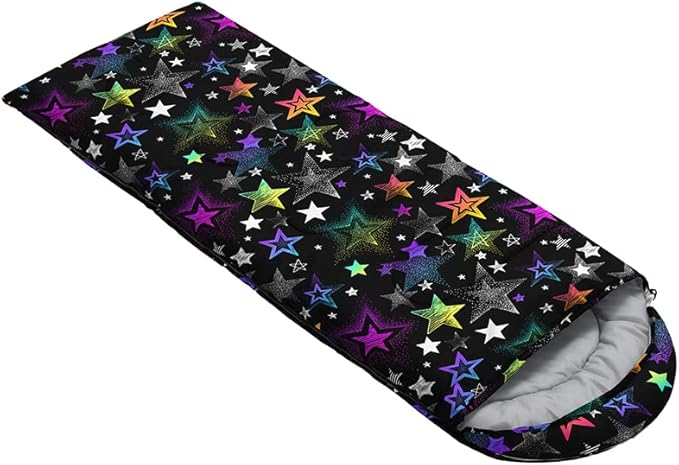 Kids Sleeping Bag for Boys and Girls,Mixed Color Star Dot-Lightweight Warm Portable Outdoor Indoor-Waterproof Cold Weather Resistant Sleeping Bag for Camping Hiking