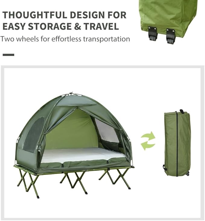 Portable Camping Cot for Adults,Folding Cot for Sleeping with Mattress, Elevated Tent and Sleeping Bag, Multifunctional Outdoor Tent Cot Bed 1 Person